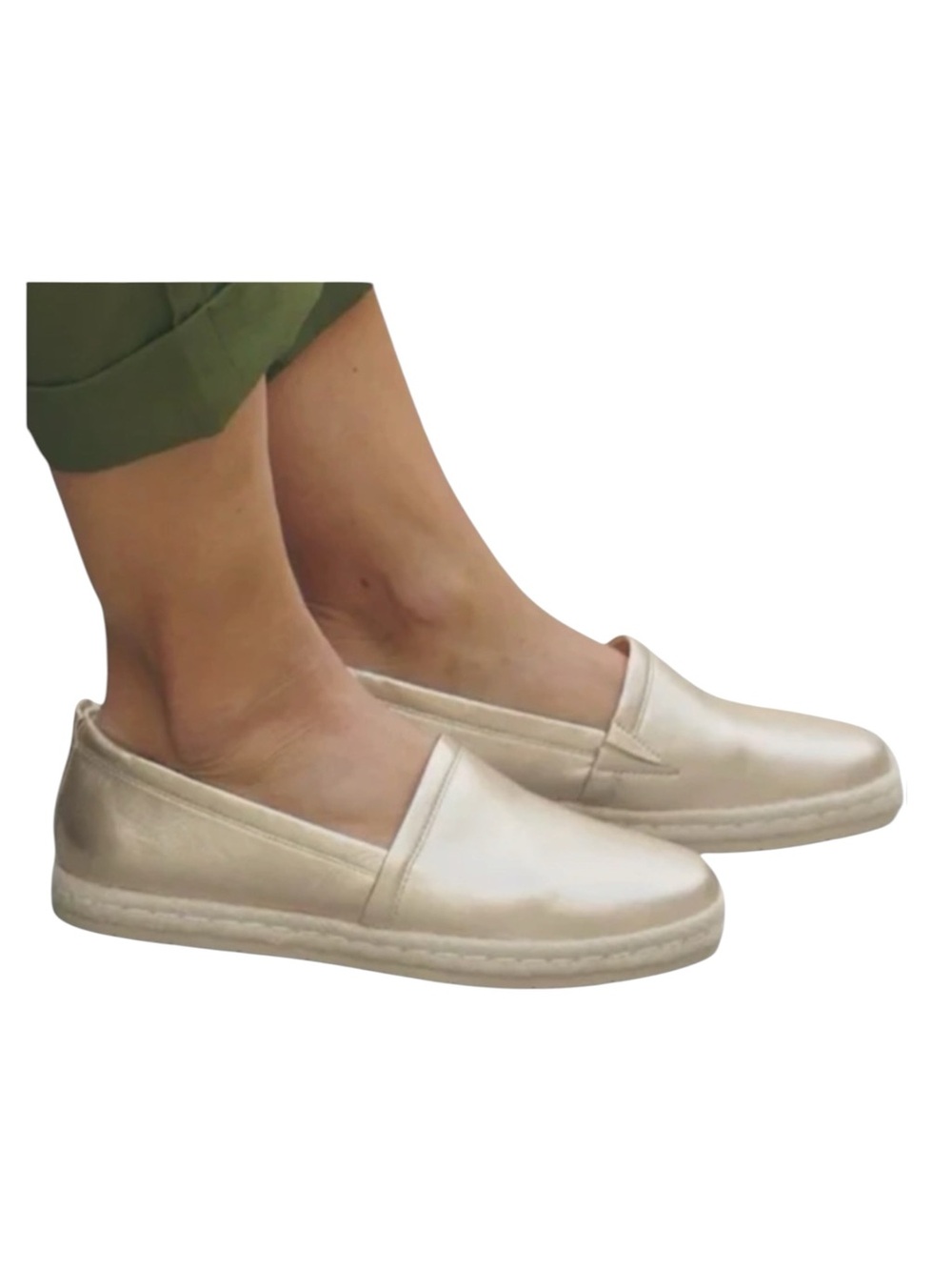 ABEO Isle Gold Metallic Leather Slip-on Shoes
